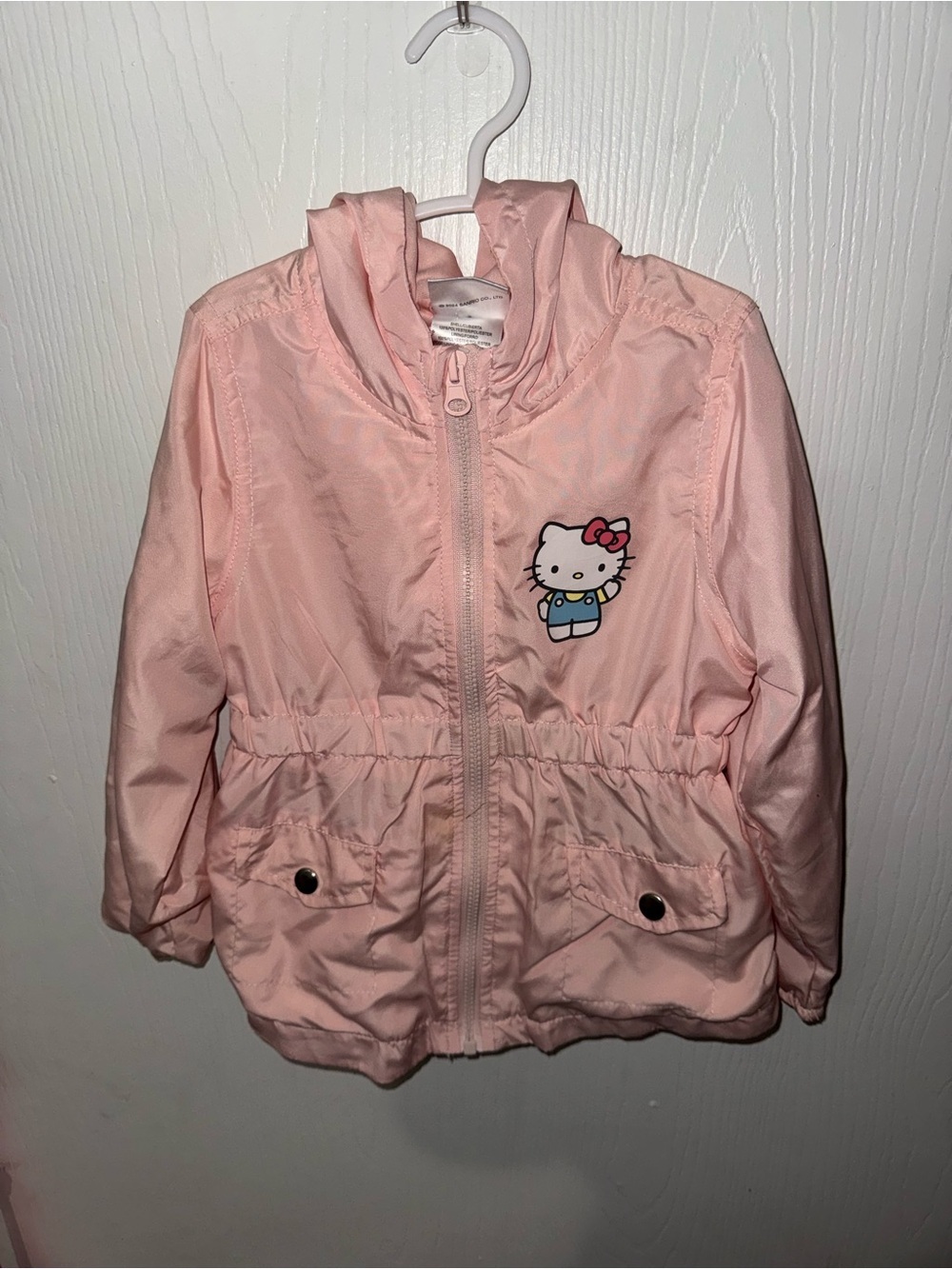 Hello Kitty & Friends Girls Pink Hooded Windbreaker Jacket Size 5 Sanrio